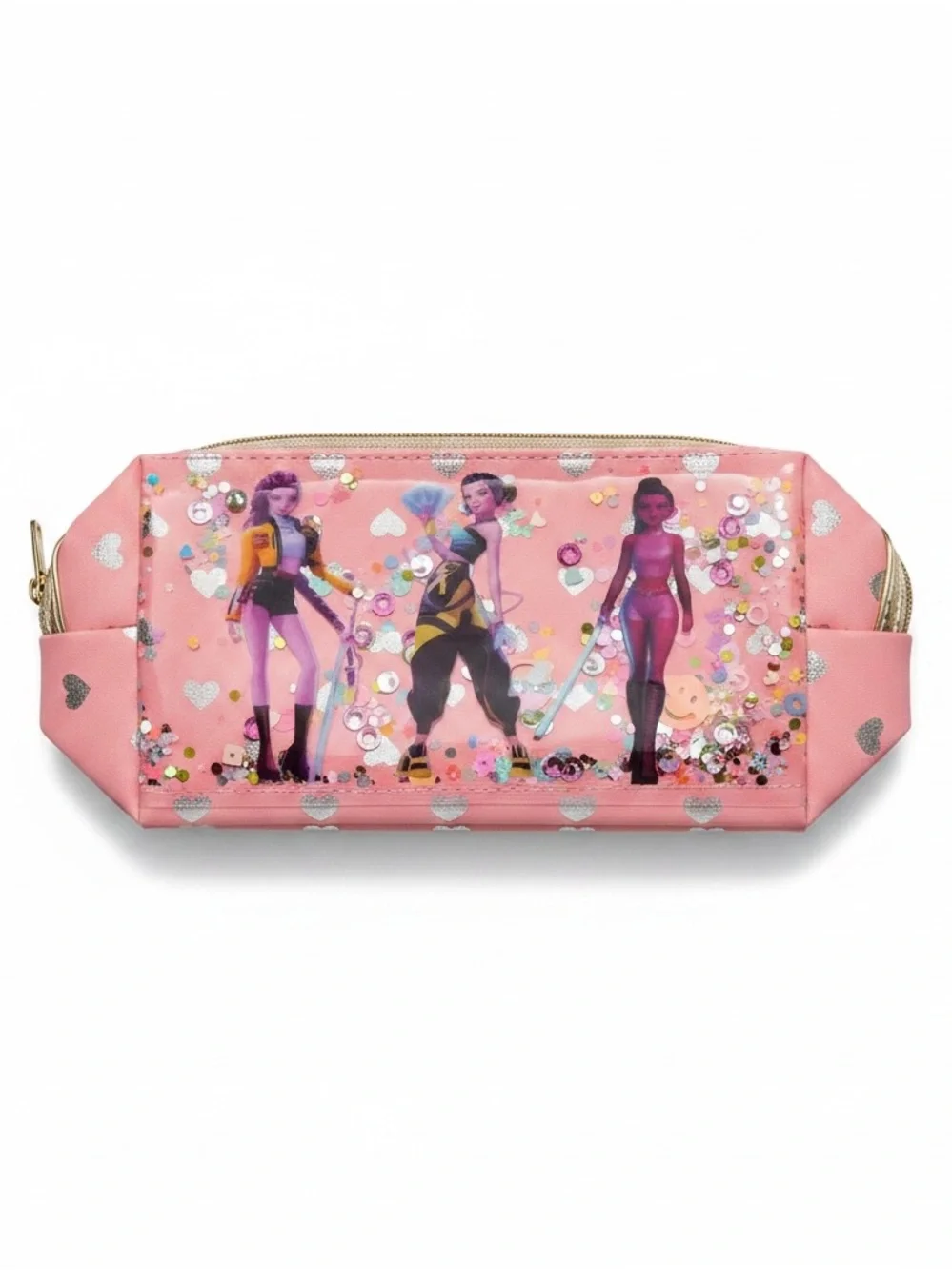 New K-Pop Demon Hunters Huntrix Floating Glitter Pencil Pouch / Cosmetic Bag